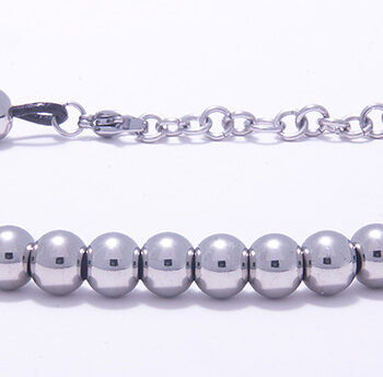 Men's Bracelet - Lava Beads Set in Black Stainless Steel-0