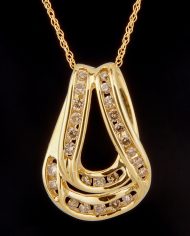 Diamond 0.50ctw Double Swirl Pendant in 10K Yellow Gold-1836