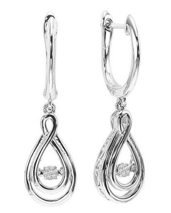 Rhythm of Love Diamond 0.04ctw Dangle Fashion Earrings in Sterling Silver