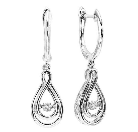 Rhythm of Love Diamond 0.04ctw Dangle Fashion Earrings in Sterling Silver