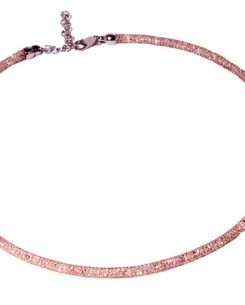 Sterling Silver Rose Crystal Filled Necklace