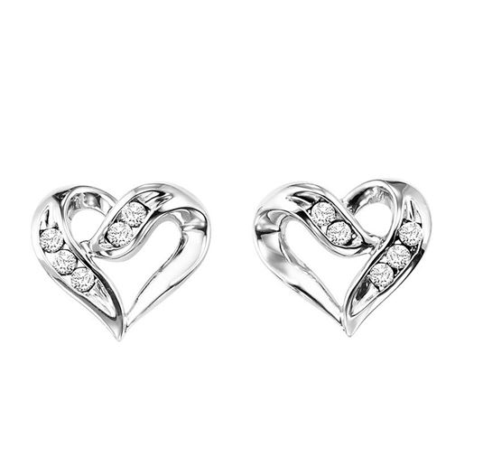 Silver Diamond Heart Earrings – Browne's Jewelers