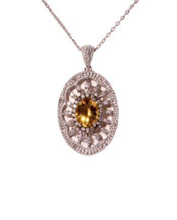 Citrine and Diamond Pendant 0.32TDW in Sterling Silver