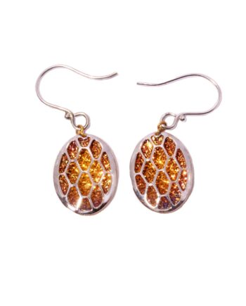 Two Tone Sterling Silver Oval Earrings