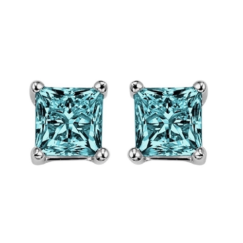 blue diamond earrings princess cut