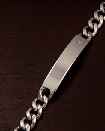 Men's Sterling Silver ID Bracelet with Diamond-0