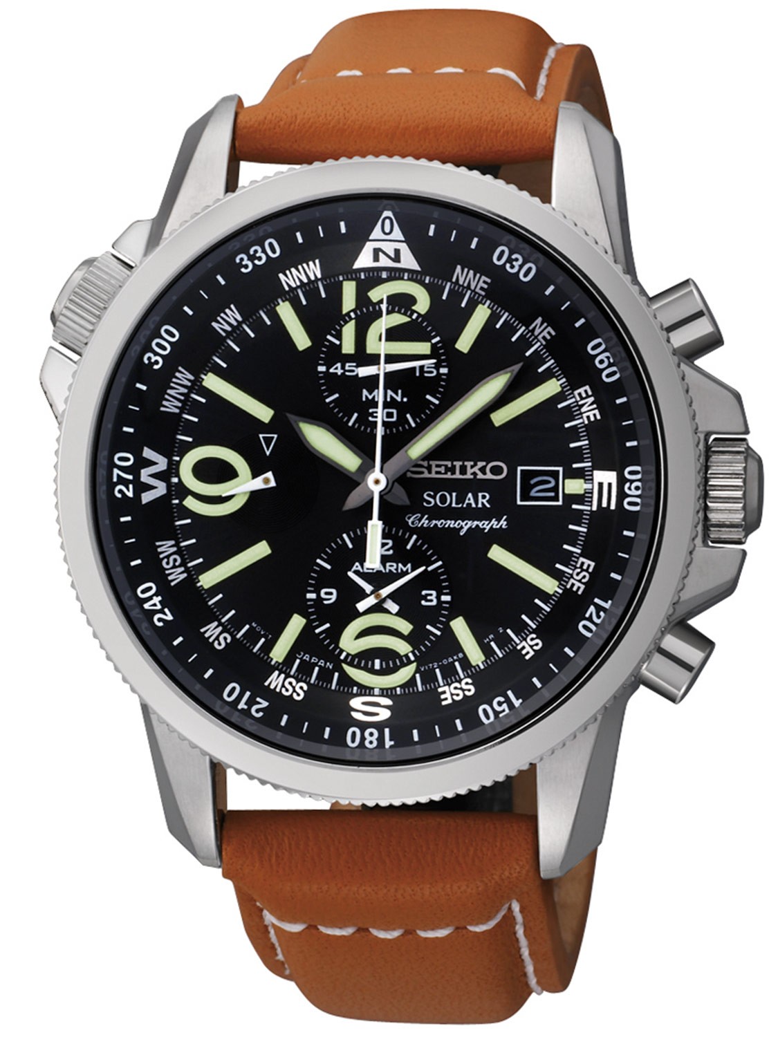 Seiko Men's Solar Chronograph with Brown Leather Strap – Browne's Jewelers