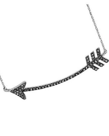 Blue Diamond 0.28ctw Curved Arrow Necklace in Sterling Silver