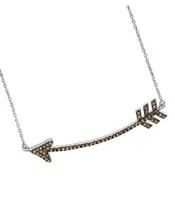 Brown Diamond 0.28ctw Curved Arrow Necklace in Sterling Silver