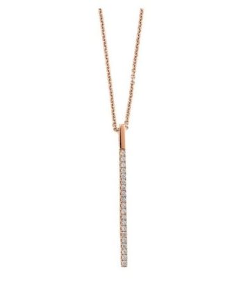 Cubic Zirconium Bar Necklace in Rose Toned Sterling Silver