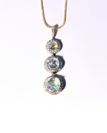 Triple Drop Cubic Zirconium Necklace in Sterling Silver