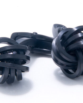 Black Stainless Steel Steel Love Knots Cufflinks-0