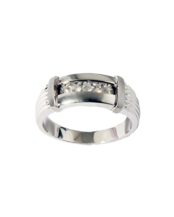 Men's Channel Bar Diamond Ring in 14K White Gold