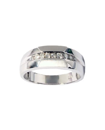 Men's Nine Stone Diamond 0.27 Wedding Band in 14K White Gold