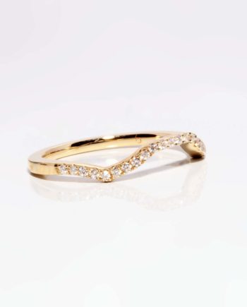 Contoured Matching Diamond Wedding Band 0.14 ctw in 14K Yellow Gold