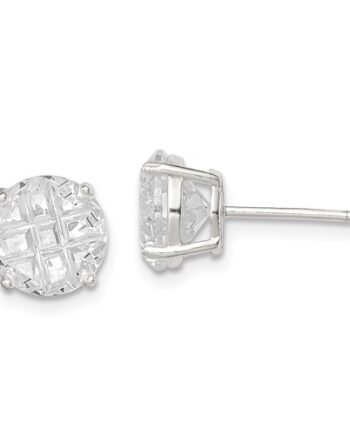 Checkerboard Cubic Zirconium Studs in Sterling Silver
