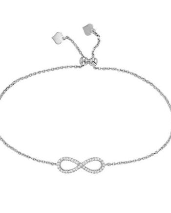 Infinity Bolo Bracelet in Sterling Silver with Crystals