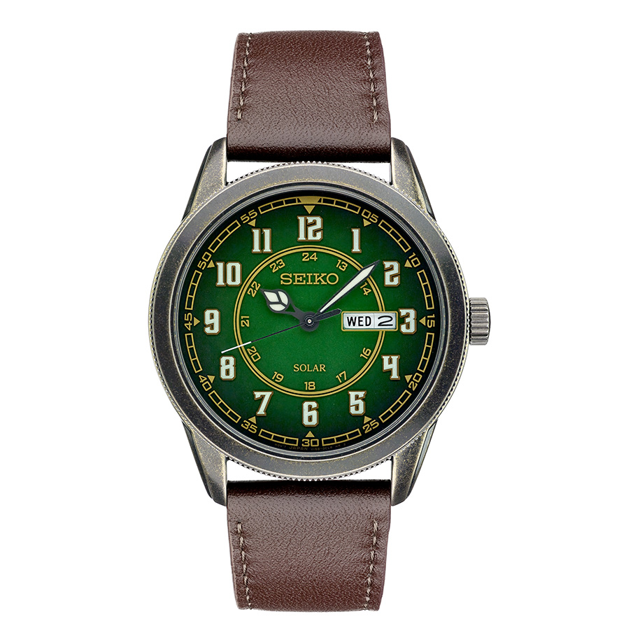 Seiko Men's Solar Watch with Green Face and Leather Band – Browne's Jewelers