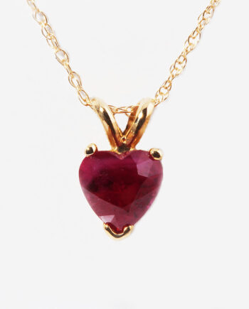 Heart Shaped Ruby (1.01ctw) Pendant in 14K Yellow Gold