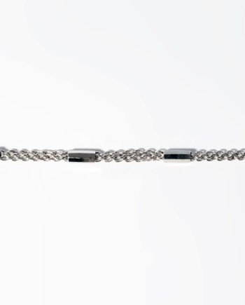11" Cable with Cylinders Anklet in Sterling Silver
