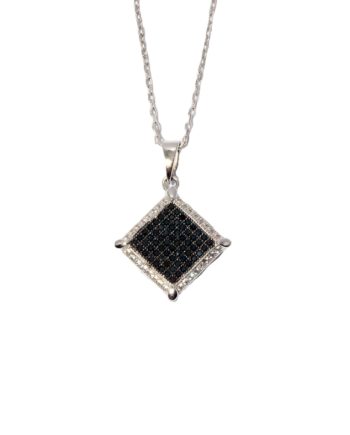 Black and White CZ Micro Pave Pendant in Sterling Silver
