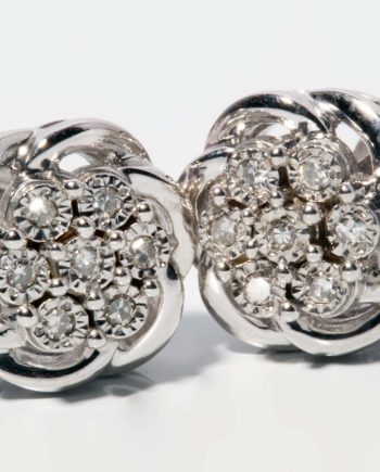 Diamond (0.07ctw) Cluster Earrings in Sterling Silver