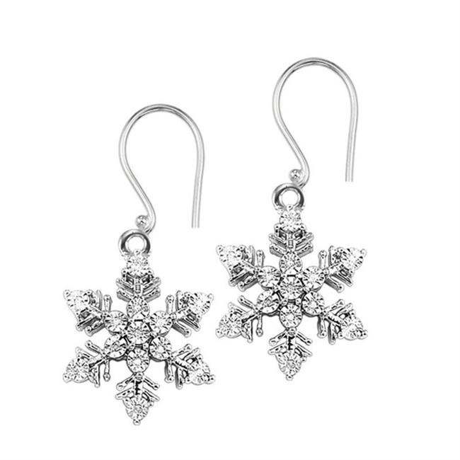 Diamond (0.05ctw) Snowflake Earrings in Sterling Silver | Browne's Jewelers