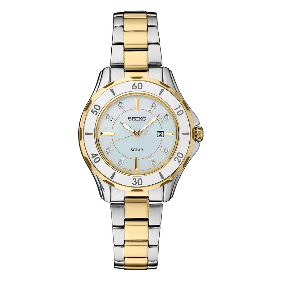 Seiko Women’s Two-Tone Solar White Faced Mother of Pearl Watch | Browne ...