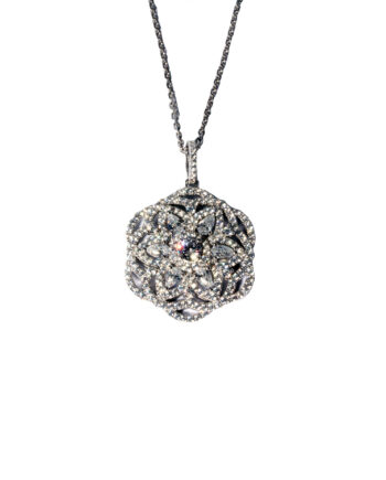 Sterling Silver Cubic Zirconium Large Fancy Flower Pendant