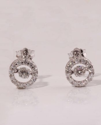 Rhythm of Love Halo Post Earrings .75 Ct. TDW in 14KWG