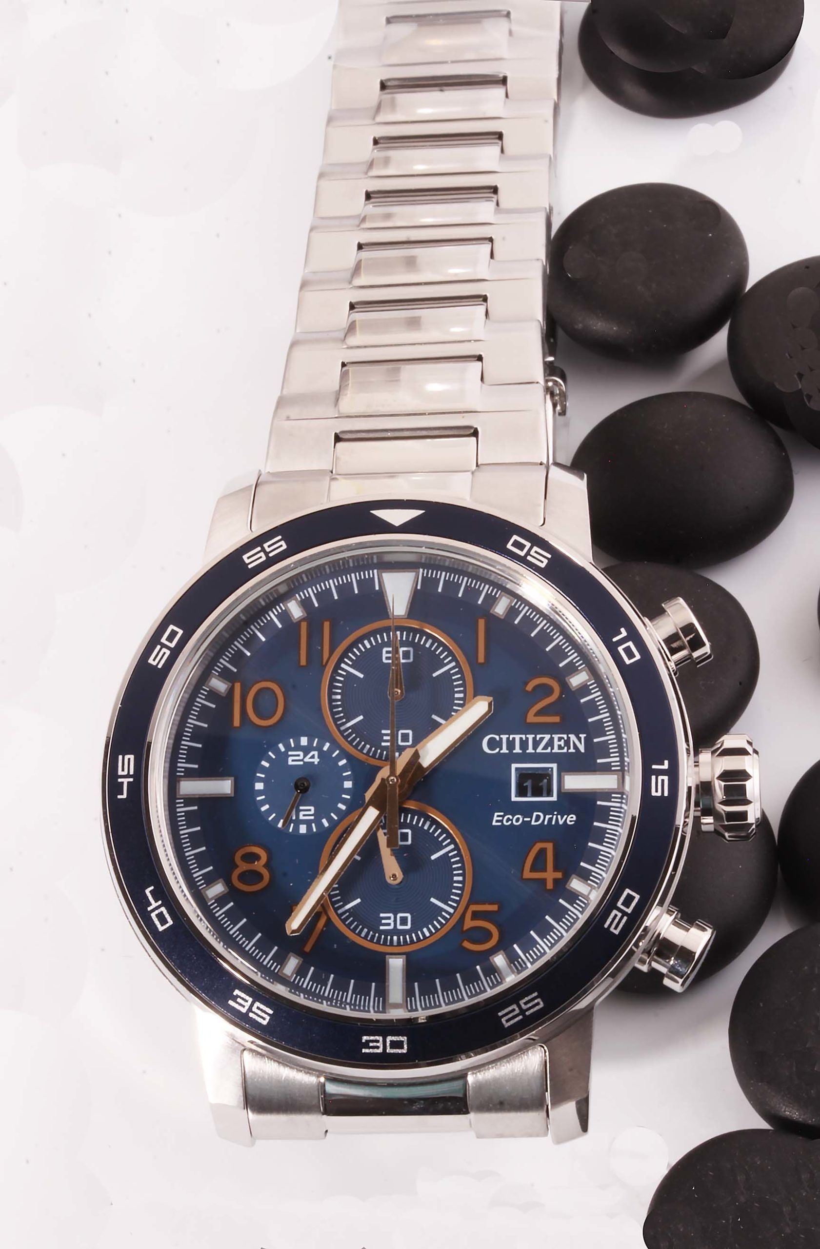 Citizen Eco Drive “Brycen” SS Chronograph-Date-Blue Dial