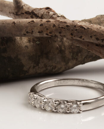 14KT White Gold 5 1.00ct Diamonds Prong Band #11172