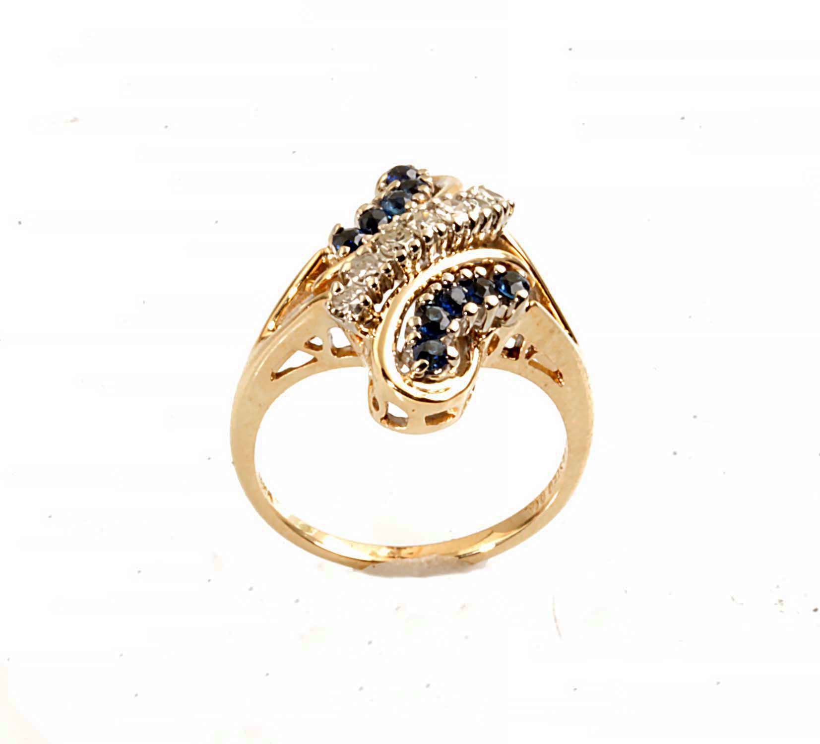 sapphire and diamond waterfall ring