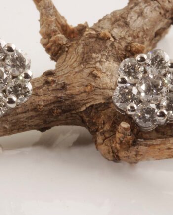 Diamond Cluster Earrings 14KWG Posts #11768, 1.45 TDW VS