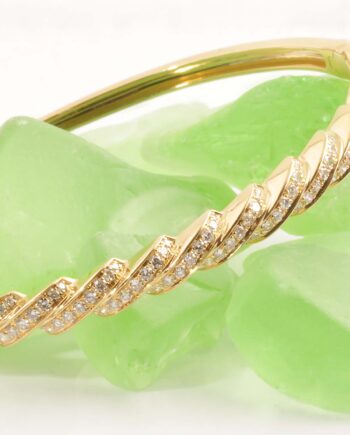 Diamond Bangle Bracelet 18KYG #11771, 1.11TDW, Safety Clap