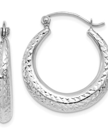 Diamond Cut Hoops Earrings #11798 14KWG 