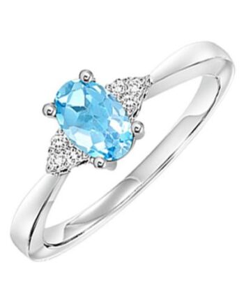 Blue Topaz & Diamond Ring 10KWG #11830 (BT 1/2CW) (D 1/10TCW)