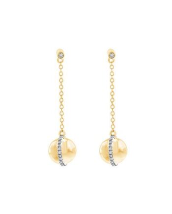 Diamond Ball Dangle Fashion Post Earrings 10KYG # 11851 DIA (1/6TDW)