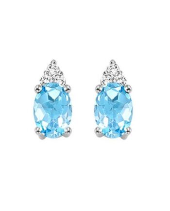 Blue Topaz & Diamond Post Earrings 10KWG #11856 DIA(1/10TCW) & BTOP(5/8 TCW)