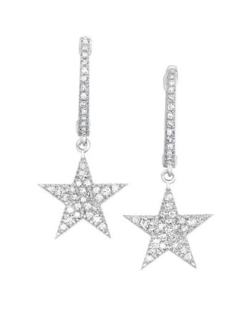 Diamond Dangle Star Fashion Earrings 10KWG #11863 DIA (1/4TDW)