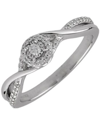 Sterling Silver Diamond Fashion Halo Ring #11866, DIA (1/8 TDW)