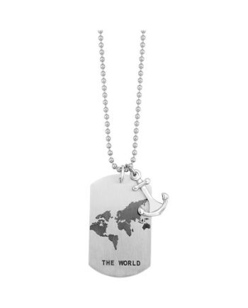Stainless Steel Dog Tag Necklace #11869 World Map 