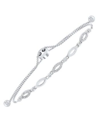 Sterling Silver Diamond Bolo Adjustable Bracelet #11871, DIA (1/8 TDW)