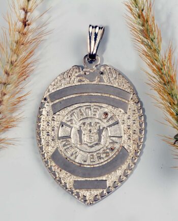 Engravable New Jersey Police Badge in Sterling Silver