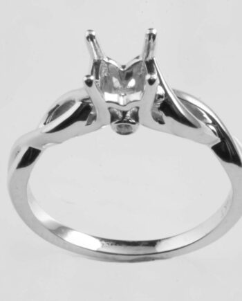 Infinity Stlye 14KWG Semi-Mount Solitaire with Two Accent Diamonds