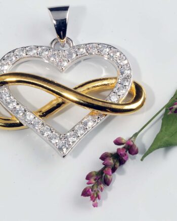 Sterling Silver Yellow Gold Plate Heart Infinity Charm/ CZs