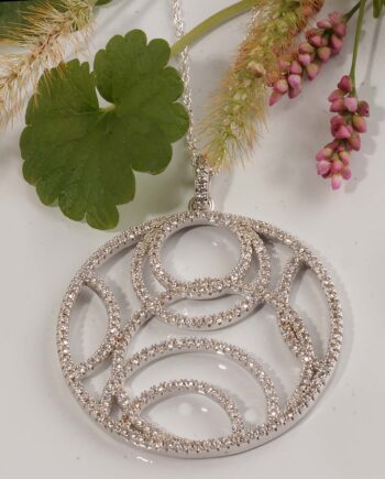Sterling Silver Multi Circle CZ pendant  1 3/8"