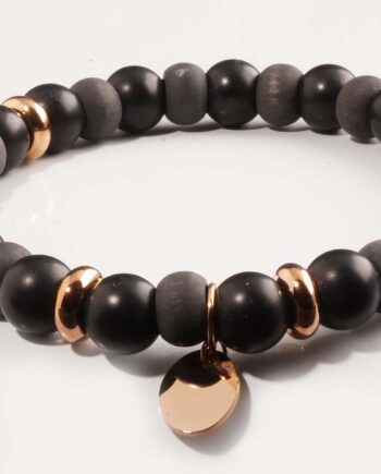 ITALGEM S.Steel Carbon Fiber Rose Gold Stoppers Bracelet