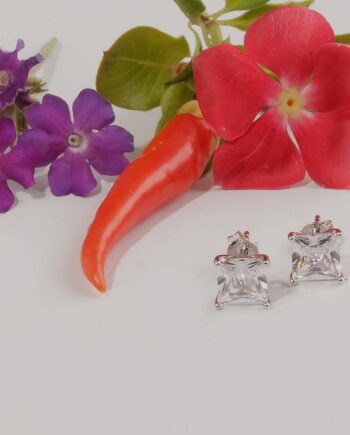 Stering Silver Princess Cut Studs 6 x 6 MM