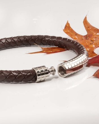 ITALGEM Brown Leather Braid Stainless/Brown Clasp